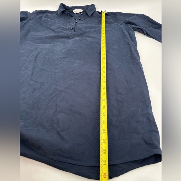 Pomander Place Tuckernuck French Navy Polly Shirt Dress Size L Lagenlook Shift - Picture 8 of 8